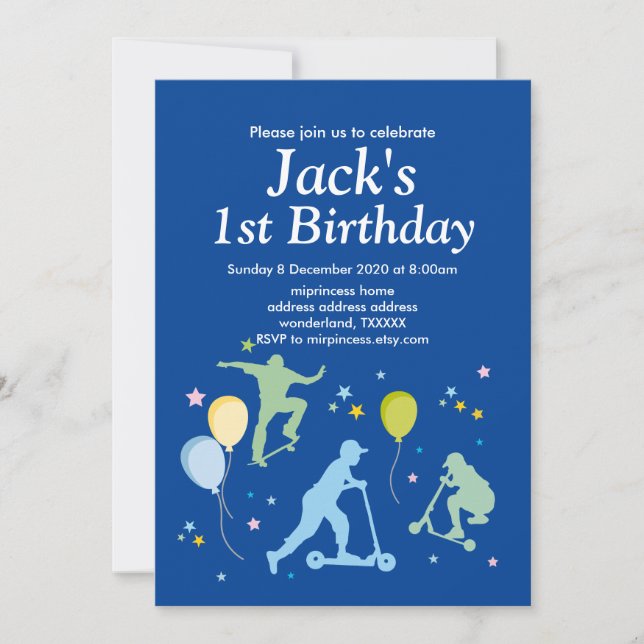 Scooters, Bikes, Skateboards, ride on over Invitation (Front)