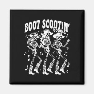 Scootin' Boogie Retro Western Skeleton Dancing Cow Magnet