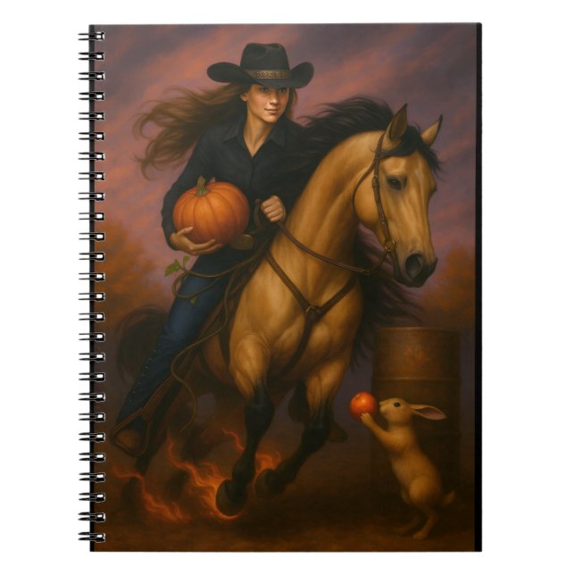 Scorching Fast Barrel Racing Team In Fall  Notebook (Front)