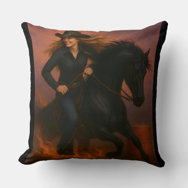 Scorching Fast Barrel Racing Team Throw Pillow (Front)