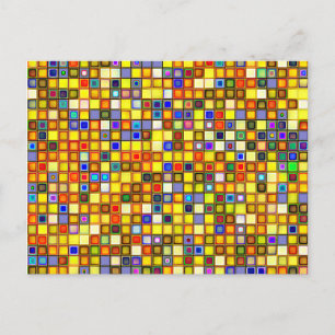 Scorching Yellow And Cool Blue Tiles Pattern Postcard