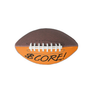 Score black and orange dollar sign mini football