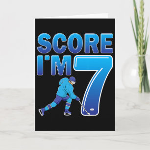 Score I'm 7 Ice Hockey Player 7th Birthday Party K Card