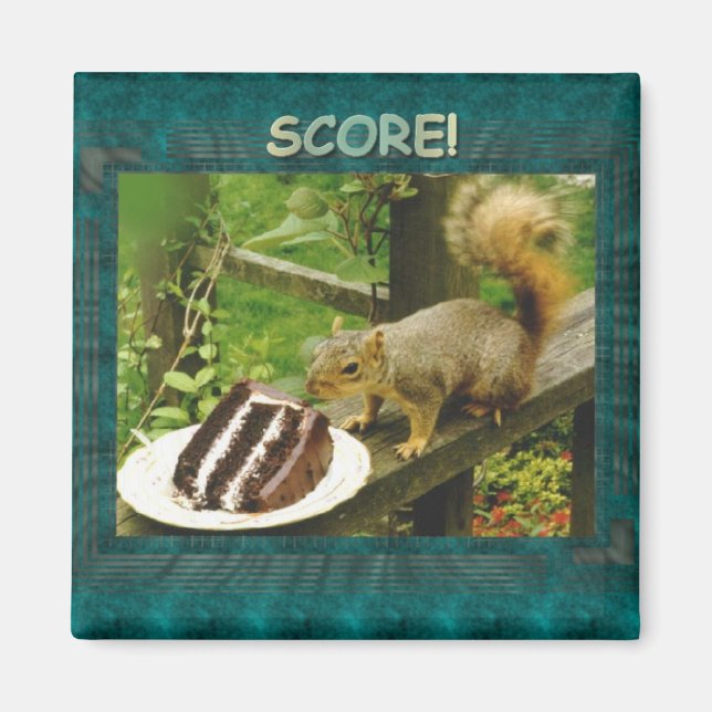 score squirrel square magnet (Front)