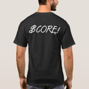 Score white men black T-shirt back