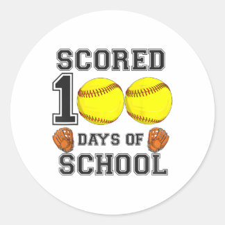 Scored 100 Days Of School Softbyll Happy 100th Day Classic Round Sticker
