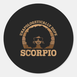 Scoro Queen Afro Hair Black Woman Zodiac Sign Classic Round Sticker