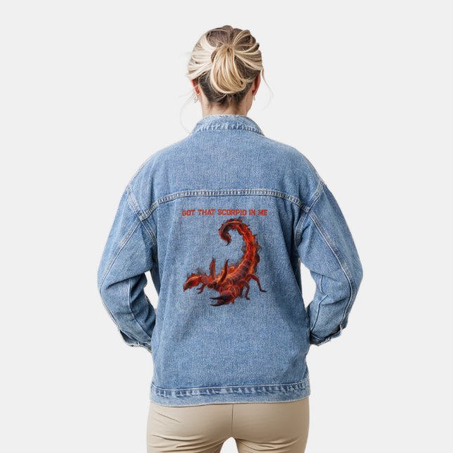 Scorpio Birthday Gift | Zodiac | Fiery Scorpion Denim Jacket (Model)