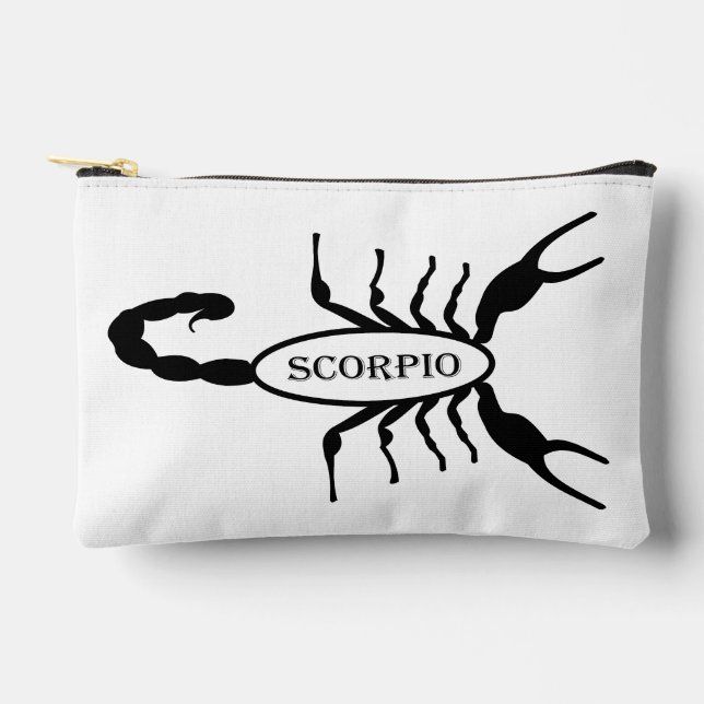 Scorpio Black Scorpion Star Sign Accessory Pouch (Front)