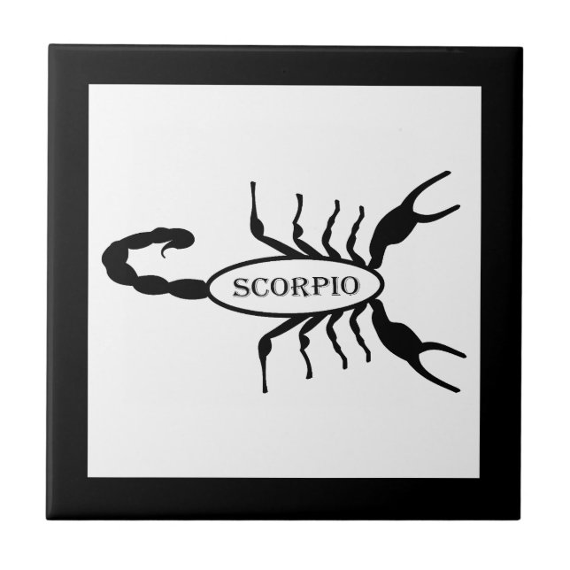 Scorpio Black Scorpion Star Sign Ceramic Tile (Front)
