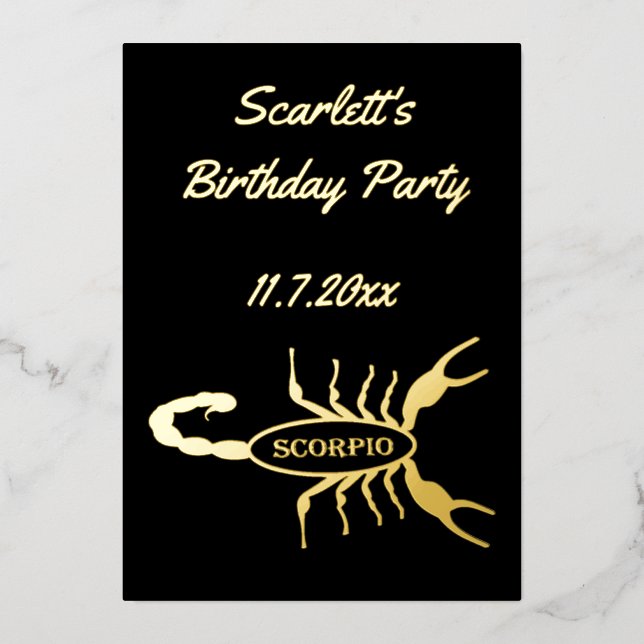 Scorpio Black Scorpion Star Sign Custom Birthday (Front)