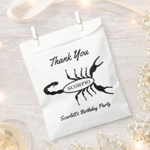 Scorpio Black Scorpion Star Sign Custom Birthday Favour Bag