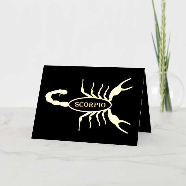 Scorpio Black Scorpion Star Sign Custom Birthday Foil Greeting Card (Front)