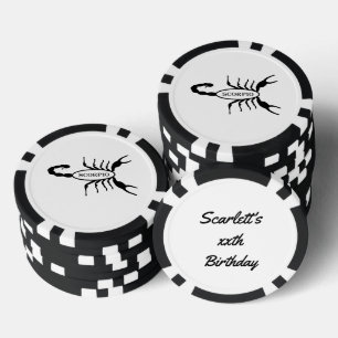 Scorpio Black Scorpion Star Sign Custom Birthday Poker Chips