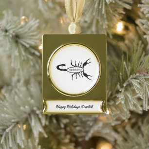 Scorpio Black Scorpion Star Sign Custom Gold Plated Banner Ornament