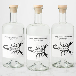 Scorpio Black Scorpion Star Sign Custom Liquor Bottle Label
