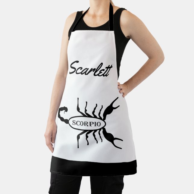 Scorpio Black Scorpion Star Sign Custom Name Apron (Insitu)