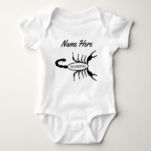 Scorpio Black Scorpion Star Sign Custom Name Baby Bodysuit