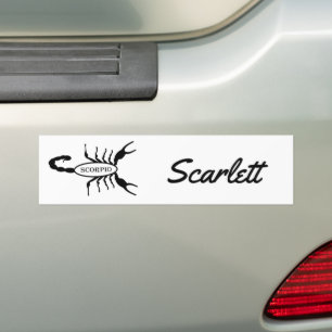 Scorpio Black Scorpion Star Sign Custom Name Bumper Sticker