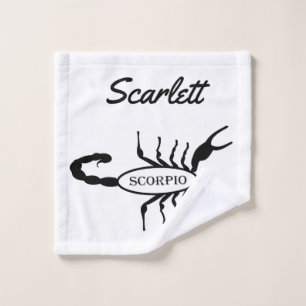 Scorpio Black Scorpion Star Sign Custom Name Wash Cloth
