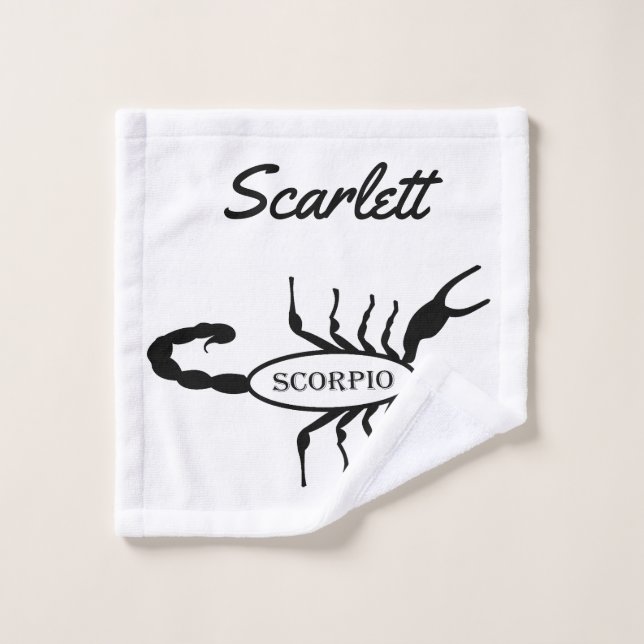 Scorpio Black Scorpion Star Sign Custom Name Wash Cloth (Wash Cloth)