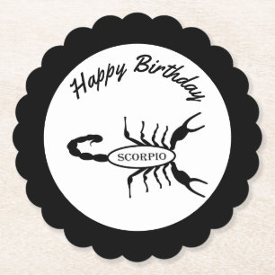 Scorpio Black Scorpion Star Sign Custom Paper Coaster