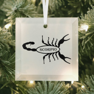 Scorpio Black Scorpion Star Sign Glass Tree Decoration