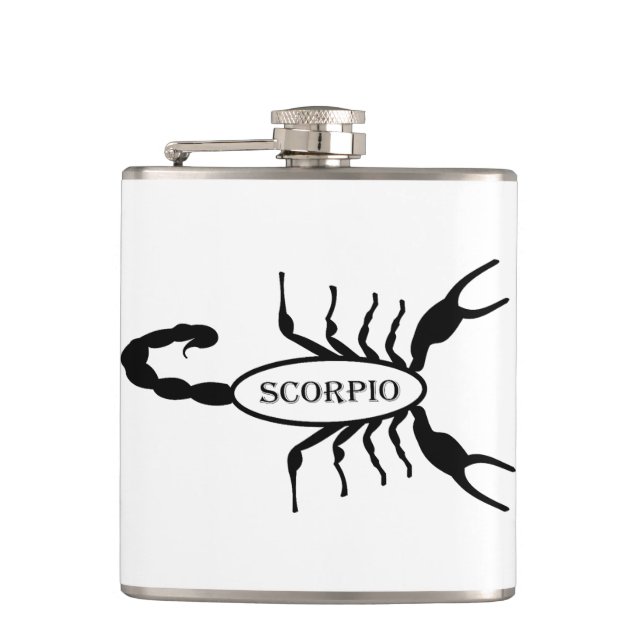 Scorpio Black Scorpion Star Sign Hip Flask (Front)