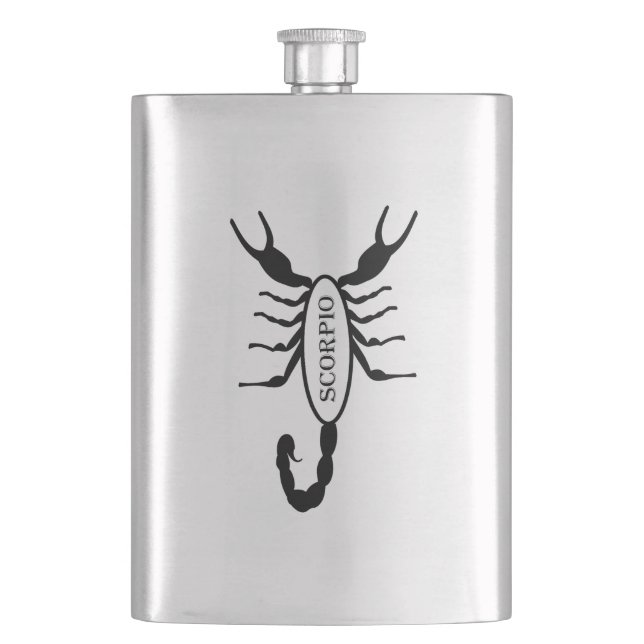 Scorpio Black Scorpion Star Sign Hip Flask (Front)