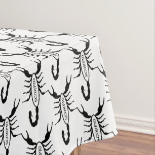 Scorpio Black Scorpion Star Sign Patterned Tablecloth