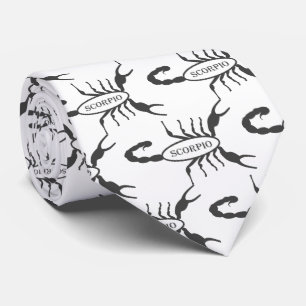 Scorpio Black Scorpion Star Sign Patterned Tie