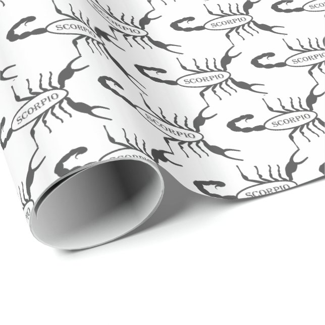 Scorpio Black Scorpion Star Sign Patterned Wrapping Paper (Roll Corner)