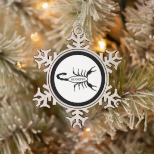 Scorpio Black Scorpion Star Sign Snowflake Pewter Christmas Ornament