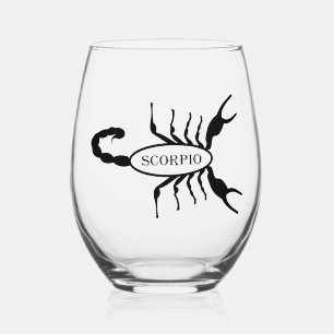 Scorpio Black Scorpion Star Sign Stemless Wine Glass