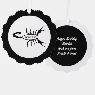 Scorpio Black Scorpion Star Sign Tree Decoration Card