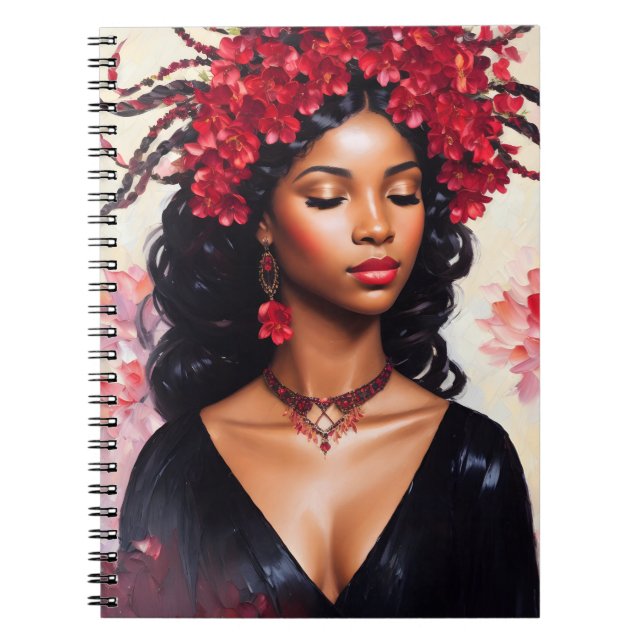 Scorpio Black Woman Red Black Zodiac Art Notebook (Front)