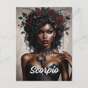 Scorpio Black Woman Scorpion Goth Art Postcard