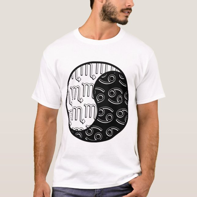 Scorpio Cancer yin yang zodiac couple T-Shirt (Front)
