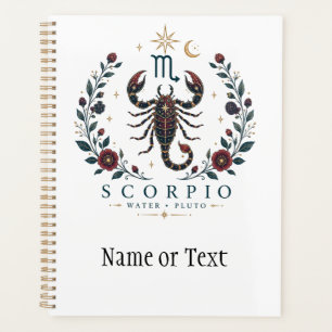 Scorpio Celestial Scorpion Floral Zodiac Planner