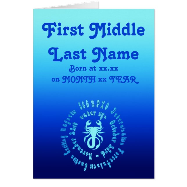 Scorpio Characteristics Personalise New Born Baby (Front)