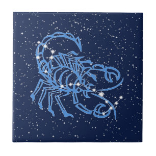 Scorpio Constellation and Sun Sign with Stars Ceramic Tile