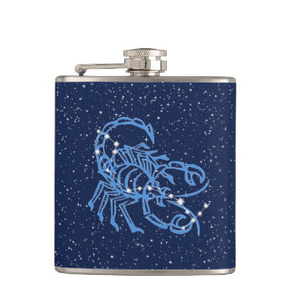Scorpio Constellation and Zodiac Sign with Stars Hip Flask