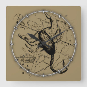 Scorpio Constellation Hevelius 1690 Engraving Square Wall Clock