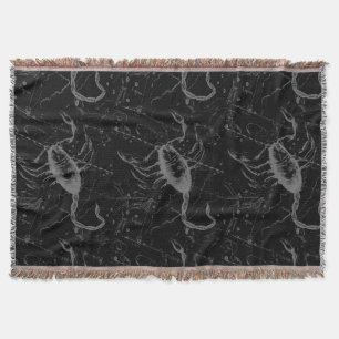 Scorpio Constellation Hevelius 1690 on Black Throw Blanket