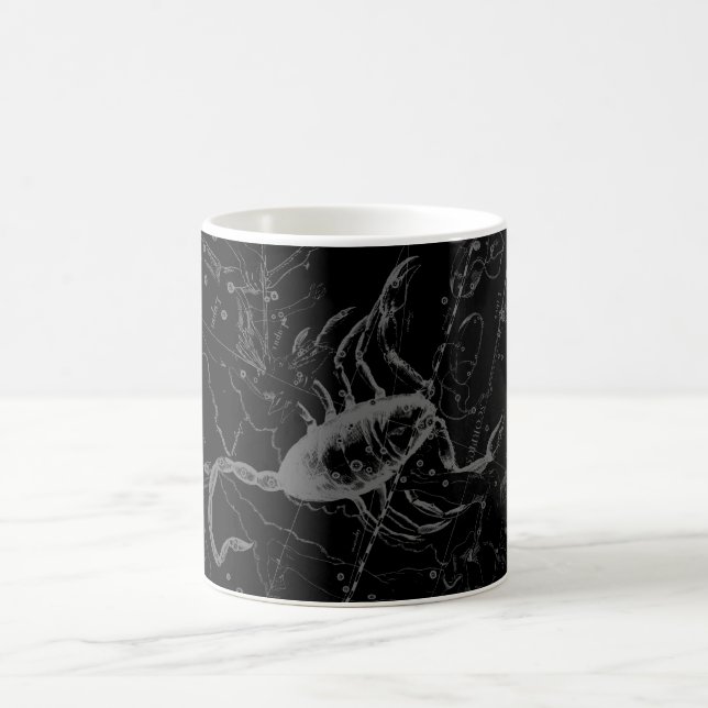 Scorpio Constellation Hevelius circa 1690 on Black Coffee Mug (Center)