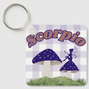 Scorpio Cottagecore Aesthetic Fairy Mushroom Art Key Ring