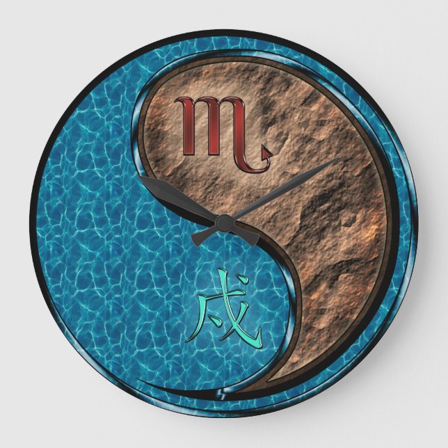 Scorpio & Earth Dog Large Clock (Front)