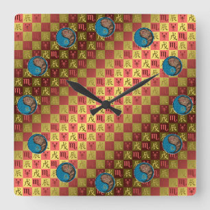 Scorpio & Earth Dragon Square Wall Clock