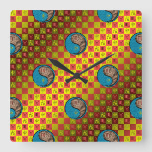 Scorpio & Earth Monkey Square Wall Clock