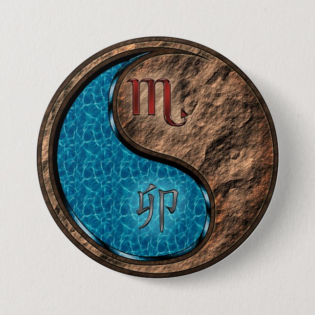 Scorpio & Earth Rabbit 7.5 Cm Round Badge (Front)